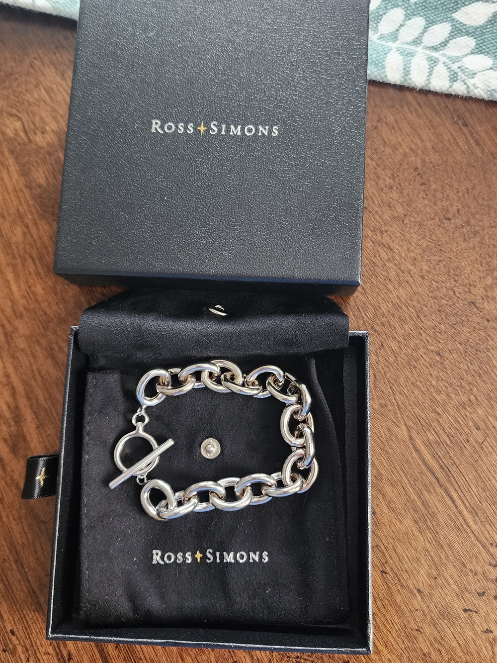 Ross-Simons Polished Silver Chunk Link Bracelet with Toggle Clasp
